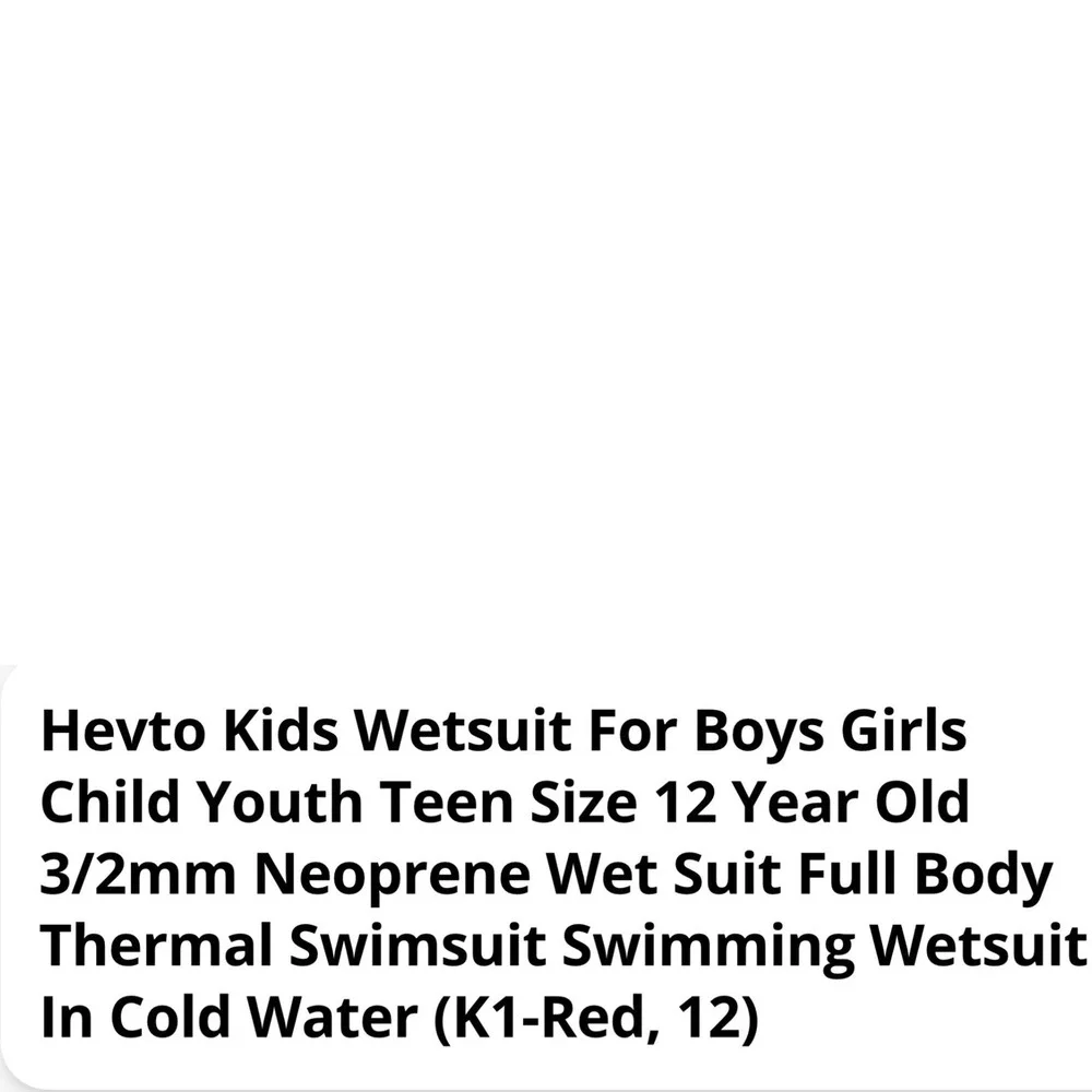 Hevto Kids Wetsuit Youth 12 Black Red New 3mm Full Body Scuba Diving Surfing